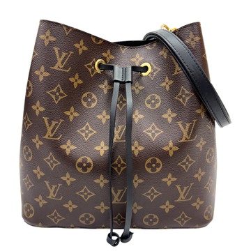 LOUIS VUITTON LV 路易威登 黑色 棕色 原花 帆布 NeoNoe MM 水桶包 肩背包 M44020 【二手名牌BRAND OFF】
