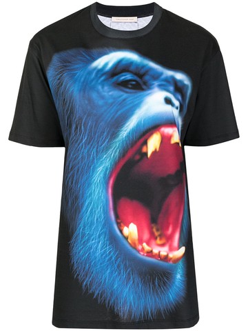 Christopher Kane - monkey print oversized T-shirt - women - Organic Cotton - M - Black