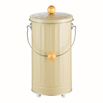 日本 OBAKETSU 不鏽鋼防臭多功能收納桶（附輪）12L象牙色