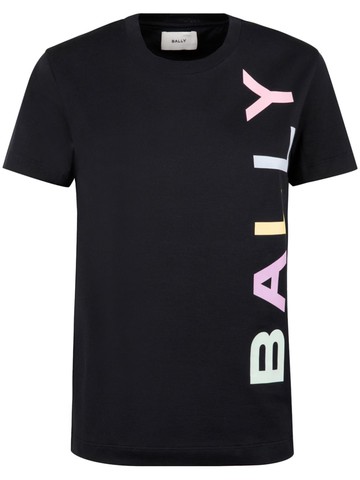Bally - logo-print short-sleeve T-shirt - women - Organic Cotton/Elastane - S - Black