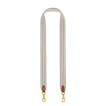 HERMES 經典Sangle Cordage 系列雙色金扣窄版織帶/背帶 (beige marfa / gris pâle / gold)