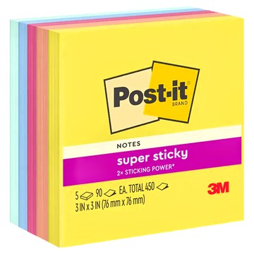 3M Post-it 利貼 狠黏便條紙紙磚 654-5SSJY  夏日歡樂  450張  1組