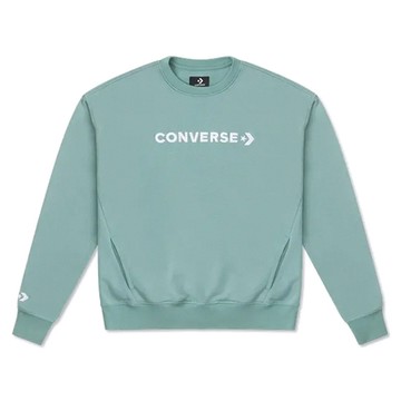 Converse Wordmark Big Logo 女款 綠色 寬鬆 落肩 大學T 長袖 10026159-A03