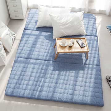 特朗彩 三折式生活防水絎縫床墊  淺海軍藍  5cm  雙人加大