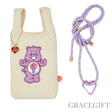 【Grace Gift】Care Bears-分享小熊澎澎手機包(附掛繩) 杏