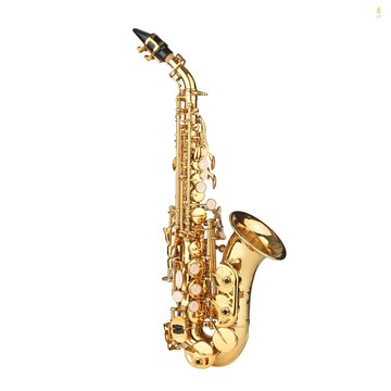 Yohi Bb Soprano Saxophone 金漆黃銅薩克斯, 帶樂器盒喉舌頸帶清潔布刷, 適合音樂家初學者