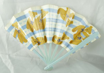 【震撼精品百貨】Holly's Bear 泰迪熊 扇子 白藍條紋  震撼日式精品百貨
