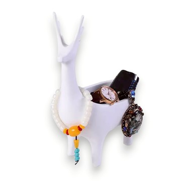 極簡風 素色鹿造型飾品收納裝飾品 樹脂 白 Z163