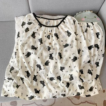 【台灣出貨】可愛卡通睡衣女春秋季薄款新款超火可外穿學生家居服套裝夏季睡衣長袖睡衣居家睡衣居家服睡衣套裝女生睡衣