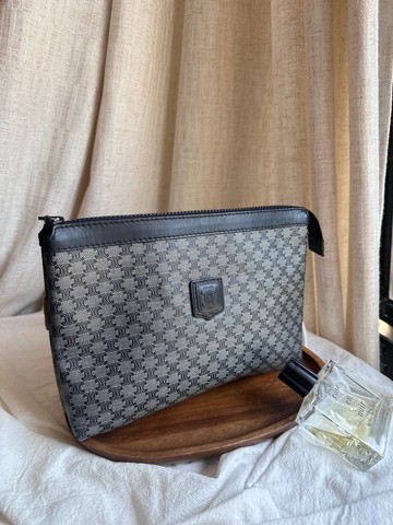 近新保存品Vintage Celine稀有深藍老花手拿包(可免費改造斜背包)