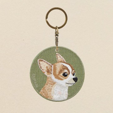 EMJOUR 雙面刺繡吊飾 - 吉娃娃 | 仿真刺繡