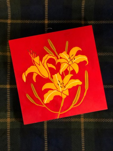 金針花//木板原畫(贈作品保證書、香氛片一包)