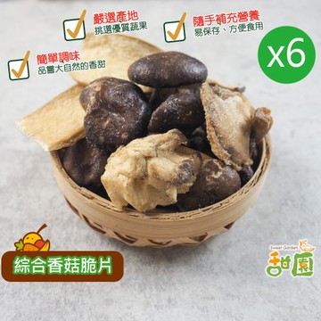 甜園 綜合菇菇脆片 50gx6包 蔬菜脆片 水果脆片 水果條 乾燥水果  脫水水果 素食 蔬果脆片