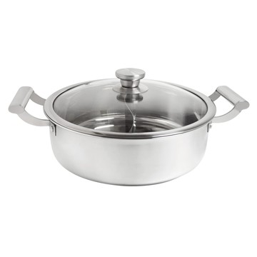 Mother Goose 鵝媽媽 MG-316不鏽鋼鴛鴦火鍋 28cm 超厚實  銀色  1個