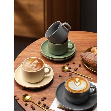 咖啡杯子高檔精致陶瓷杯碟套裝下午茶餐具高級感咖啡專用杯拉花杯