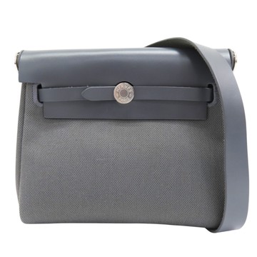 HERMES 愛馬仕 灰色 帆布 Herbag Zip 20 肩背包 W刻 銀扣 【二手名牌BRAND OFF】