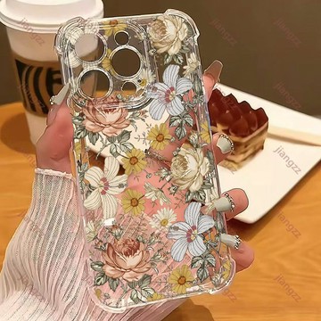 隔日達✈️復古風花朵 全包四角防摔手機殼 iPhone17Pro max18 16 15 14plus 13 12Pro
