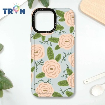 TRON IPHONE 16 PRO MAX 平塗手繪花朵D款 MAGSAFE 磁吸 防摔 太空殼 透黑 手機殼