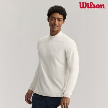 【Wilson威爾森】Alley Half-Zip Ls Tee 男款 服飾 長袖T恤 沙色