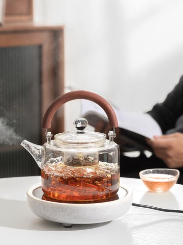 一品仟堂電陶爐煮茶器家用玻璃蒸煮茶壺耐高溫輕奢小型蒸茶爐單壺
