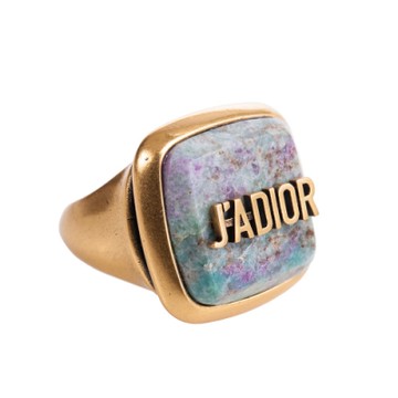 DIOR 迪奧新款復古仿石「J ADIOR」英文字母個性戒指 (灰色/52)