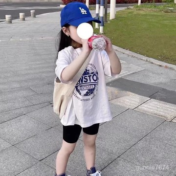 【夏日小可愛】韓版女童半袖T恤洋氣夏裝新款兒童簡約寬鬆夏季短袖上衣 韓版T恤 兒童T恤 短袖夏季上衣 女童短袖t恤