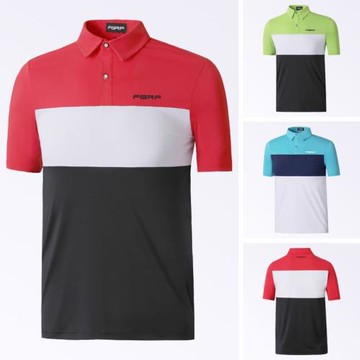 新款高爾夫短袖男士翻領薄款上衣高爾夫服裝大碼男裝速干運動T恤