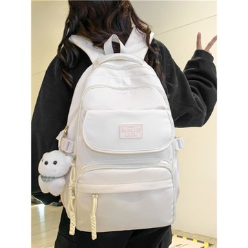 書包女韓版簡約純色大容量電腦背包男高中生初中大學生百搭雙肩包