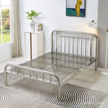 【可客製】304不銹鋼床架加厚傢用雙人床1.8x2米加粗1.2米單人床齣租房