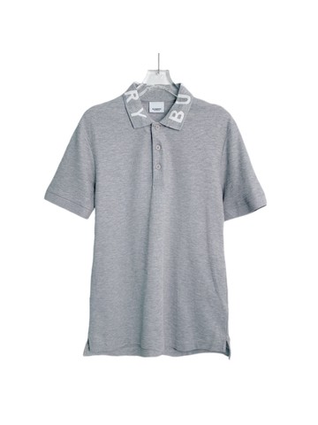 (S) burberry 棉質領口logo字母印花翻領單排扣短袖Polo衫