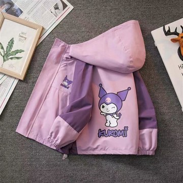 mori🎀mori 女童外套春秋款春季新款兒童外穿洋氣衝鋒衣庫洛米連帽上衣潮