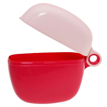 inomata 攜帶式圓形餅乾置物盒 PP TPE材質 耐熱溫度80°C 產地日本 尺寸13.7x5.4x10.8cm  1個  粉色