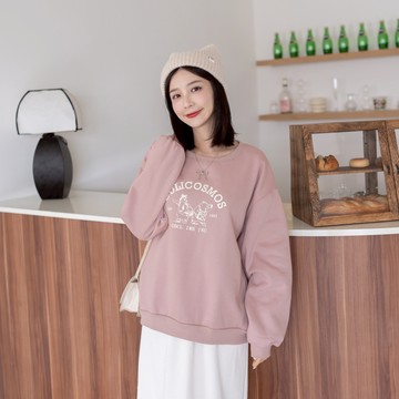 剛剛好的古錐探險印膠小熊內刷毛大學T GJ176671 【現貨】