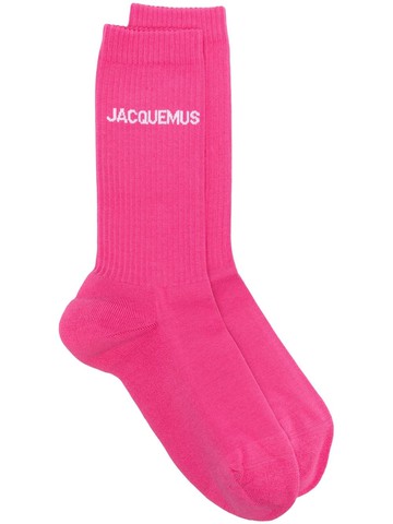 Jacquemus - Les Chaussettes Jacquemus logo-intarsia socks - unisex - Cotton/Polyamide/Spandex/Elastane - 39-42 - Pink