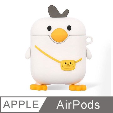 【Timo】AirPods 1/2代通用 呆萌背包鴨立體造型矽膠保護套(附吊環)