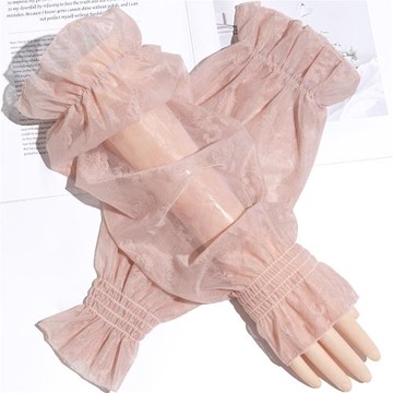 冰絲防曬袖套女2025新款夏季蕾絲寬松粉色套袖開車冰袖薄網紗手袖