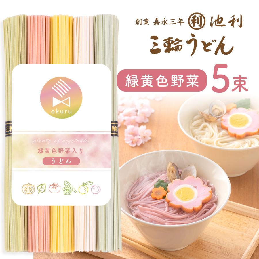 うどん 三輪 手延べ お祝い 内祝い お返し ギフト 緑黄色野菜入り 50g 5束セット メール便送料無料