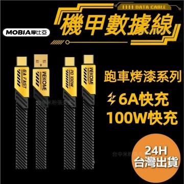 【台灣現貨】WEKOME 機甲數據線 快充線 充電線 PD快充 100W 6A 數據線 蘋果 IPHONE