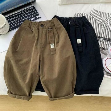 秋季新款【臺灣出貨】男童長褲 中小童韓版寬鬆純色棉布寬鬆工裝長褲男寶寶燈籠褲休閒長褲潮 兒童衣服 兒童長褲 男童褲子