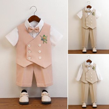 兒童禮服春裝新款英倫紳士馬甲套裝男童花童婚禮服寶寶周歲演出服