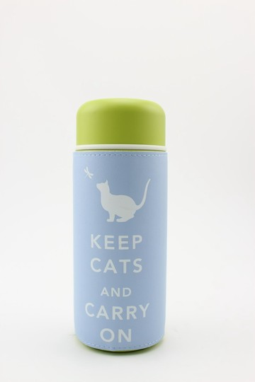"Keep Cats & Carry On" 旅行保溫杯- 粉藍
