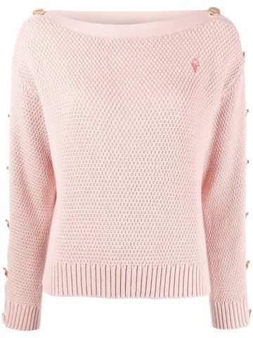 Ports 1961 - buttoned boat-neck jumper - women - Cashmere/Cotton - M - Pink