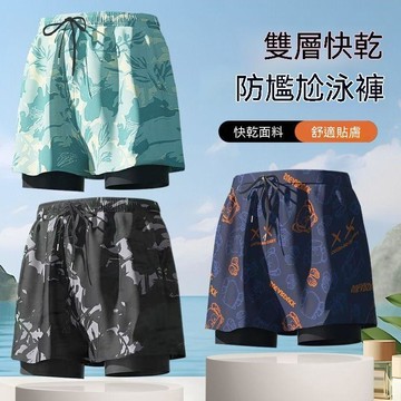 臺灣出貨 新款男士泳褲 男款透氣游泳褲 男士寬鬆游泳褲 運動短褲男 男生沙灘褲短褲 夏天泳褲 男生夏季游泳褲 沙灘短褲男