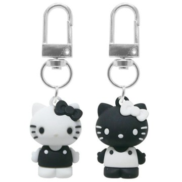 【震撼精品百貨】Hello Kitty_凱蒂貓~日本Sanrio三麗鷗 KITTYPVC造型公仔吊飾2入組-黑白*62036
