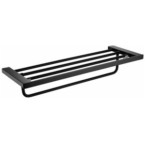 典雅黑不銹鋼毛巾架 置衣平台架