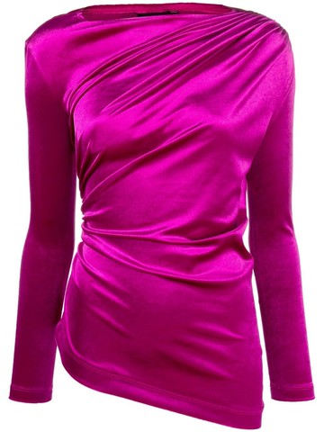 Atlein - gathered velvet long-sleeve top - women - Polyester/Spandex/Elastane - 36 - Pink