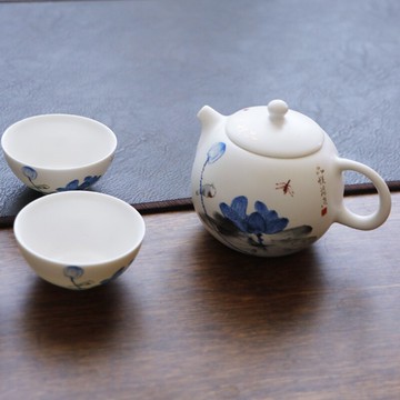 便攜旅行包 功夫茶具套裝景德鎮陶瓷泡茶壺茶杯家用中式水墨風