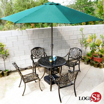 桌椅/椅子/桌子 萬象藤鋁合金鑄鐵庭園1桌4椅【LOGIS邏爵】【AUT-4】