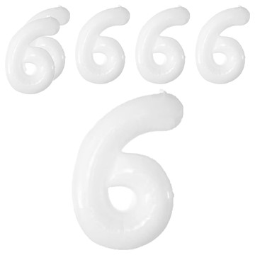 32吋數字氣球，吹後高度約64cm  白色  6個