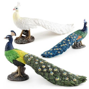 跨境仿真野生鳥類飛禽動物孔雀模型藍孔雀綠孔雀白孔雀裝飾擺件